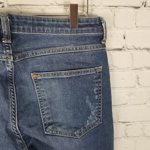 &DENIM | button fly distressed skinny jeans